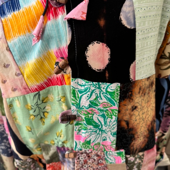 Hippie Patchwork Floral Embroidery Button Up Hooded Sweatshirt Size XXL - Picture 3 of 12